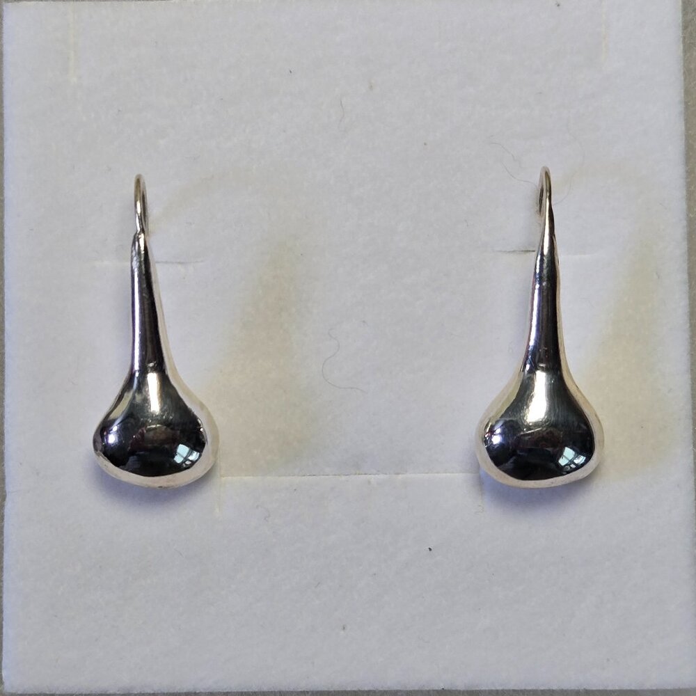 Sterling Silver Puffed Teardrop/Hershey Kiss Earrings